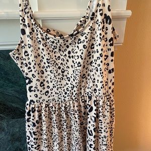 Cotton & spandex baby doll leopard print dress